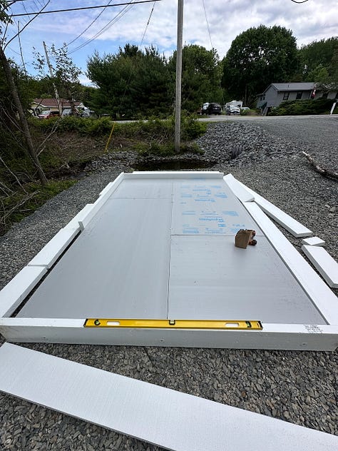 A simpler insulated form for the concrete slab of the smaller shed.