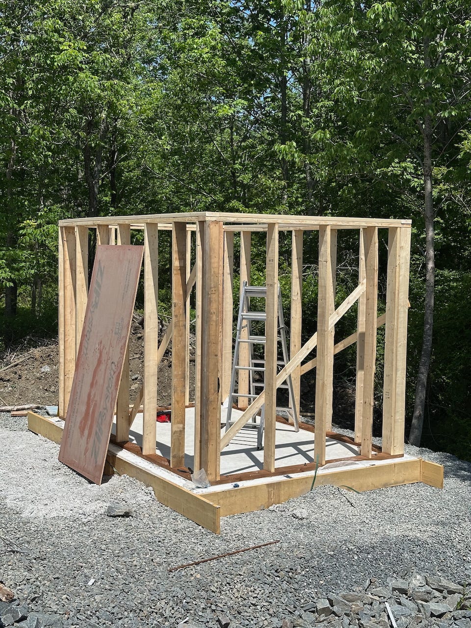 Oriented-strand board (OSB) plus Tyvek