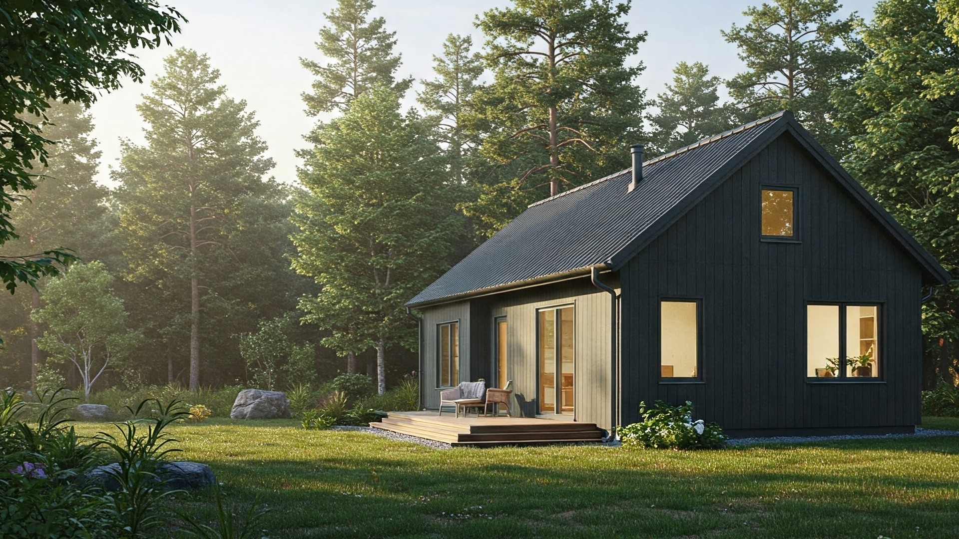Eco-friendly cabin showcasing sustainable DIY building techniques